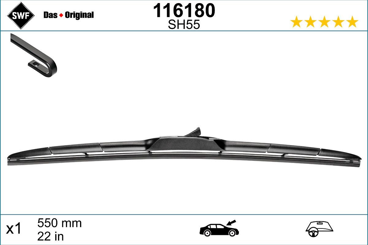 SWF 116180: Ablaktörlő lapát 550mm Hybrid