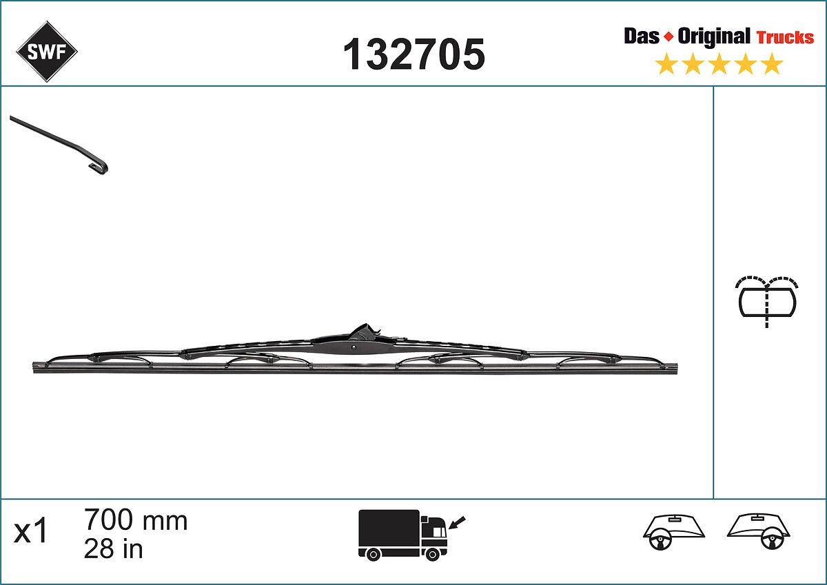SWF 132705: Klaasipuhastaja 700mm, koos integreeritud pesuveedüüsiga Original Trucks