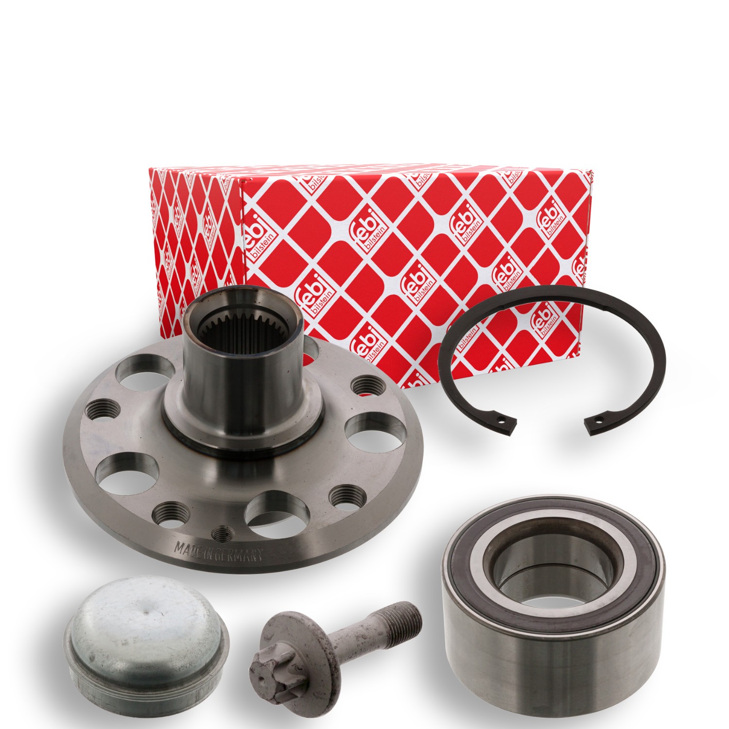 FEBI BILSTEIN 45555: Set rulment roata Axa fata stanga, Axa fata dreapta, cu material de atașare/fixare, cu senzor magnetic inelar integrat, Lagar roata integrat in butuc roata, cu senzor ABS, cu butuc roata