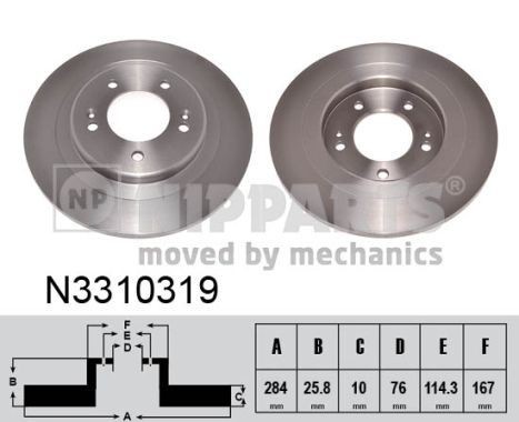 NIPPARTS N3310319: Stabdžių diskas Ø: 284mm, visiškai, Ø: 284mm