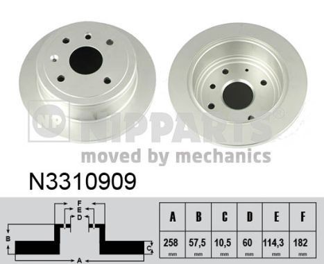 NIPPARTS N3310909: Piduriketas Tagasild, Ø: 258mm, täis, Ø: 258mm, värvitud
