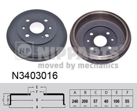 NIPPARTS N3403016: Piduritrummel 200mm