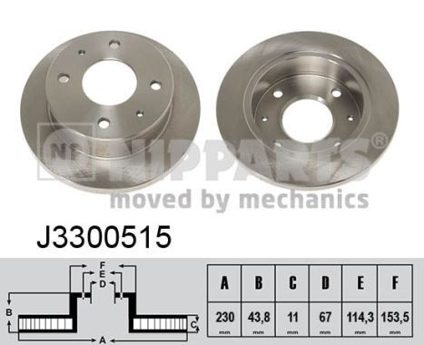 NIPPARTS J3300515: Bromsskiva framaxel, Ø: 230mm, full, Ø: 230mm, lackerad