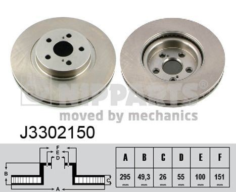 NIPPARTS J3302150: Δισκόπλακα Ø: 295mm, εσωτερικά αεριζόμενο, Ø: 295mm, βαμμένο