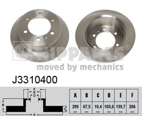 NIPPARTS J3310400: Disc de frână Ř: 299mm, plin, Ř: 299mm