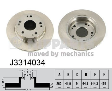 NIPPARTS J3314034: Piduriketas Tagasild, Ø: 260mm, täis, Ø: 260mm, värvitud