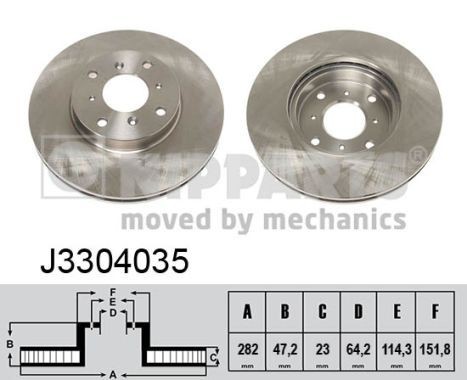 NIPPARTS J3304035: Brzdový kotúč Ø: 282mm, s vnútorným chladením, Ø: 282mm
