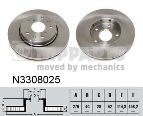 NIPPARTS N3308025: Disc de frână Ř: 276mm, ventilat interior, Ř: 276mm