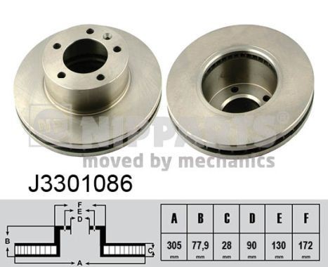 NIPPARTS J3301086: Piduriketas Esisild, Ø: 305mm, sisemine õhutus, Ø: 305mm