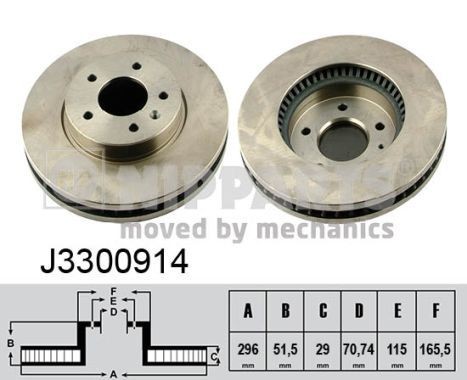 NIPPARTS J3300914: Piduriketas Esisild, Ø: 296mm, sisemine õhutus, Ø: 296mm, värvitud