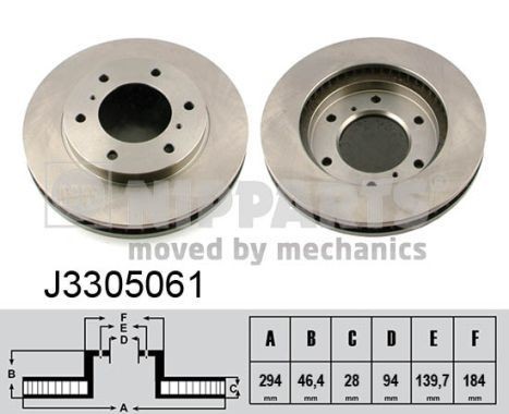 NIPPARTS J3305061: Piduriketas Esisild, Ø: 294mm, sisemine õhutus, Ø: 294mm, värvitud
