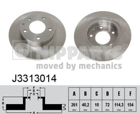 NIPPARTS J3313014: Piduriketas Tagasild, Ø: 261mm, täis, Ø: 261mm, värvitud