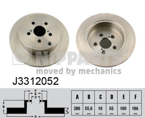 NIPPARTS J3312052: Piduriketas Tagasild, Ø: 280mm, täis, Ø: 280mm, värvitud