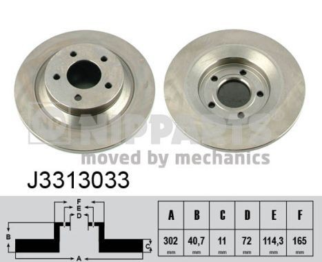 NIPPARTS J3313033: Piduriketas Tagasild, Ø: 302mm, täis, Ø: 302mm, värvitud