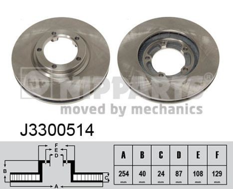 NIPPARTS J3300514: Disc de frână punte fata, Ř: 254mm, ventilat interior, Ř: 254mm