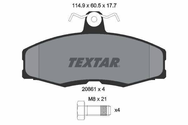 TEXTAR 2086105: Piduriklotsid koos lisadega, koos pidurisadula kruvidega