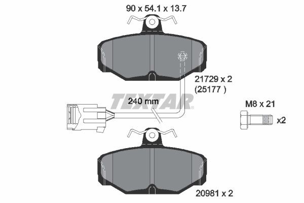 TEXTAR 2172902: Plăcuțe de frână cu suruburi etrier