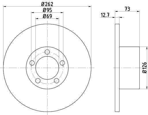 TEXTAR 92009400: Piduriketas Ø: 262mm, täis, Ø: 262mm, ilma rattakeskmeta, ilma rattakinnituspoltideta