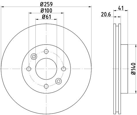 TEXTAR 92054900: Piduriketas Ø: 259mm, sisemine õhutus, Ø: 259mm, ilma rattakeskmeta, ilma rattakinnituspoltideta