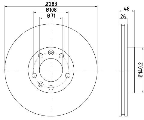 TEXTAR 92064500: Piduriketas Ø: 283mm, välisõhutus, Ø: 283mm, ilma rattakeskmeta, ilma rattakinnituspoltideta