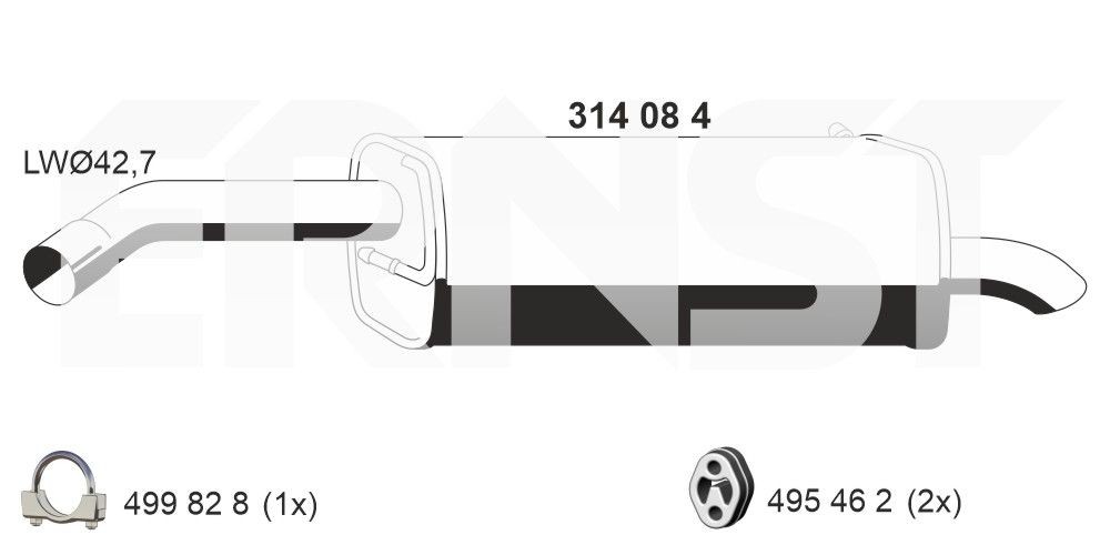 ERNST 314084: Lõppsummuti 950mm