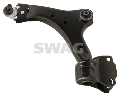 SWAG 55 93 9943: Brat, suspensie roata Axa fata stanga, partea de jos, tabla de otel, cu suport, cu lagar