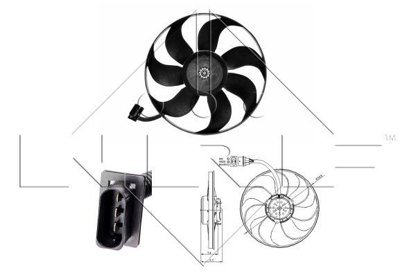 NRF 47393: Ventilator, radiator 350mm, fara rama aerisire radiator