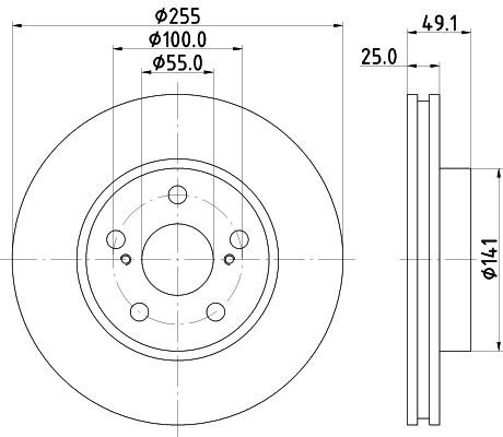 MINTEX MDC1025: Piduriketas Ø: 255mm, sisemine õhutus, Ø: 255mm, ilma rattakeskmeta, ilma rattalaagrita, ilma rattakinnituspoltideta