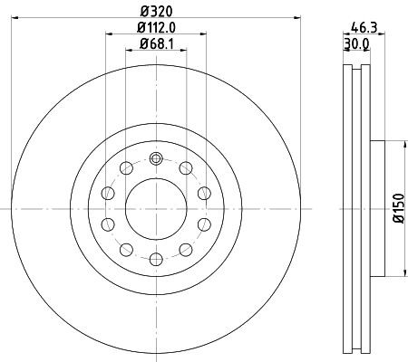 MINTEX MDC1444: Piduriketas Ø: 320mm, välisõhutus, Ø: 320mm, ilma rattakeskmeta, ilma rattalaagrita, ilma rattakinnituspoltideta