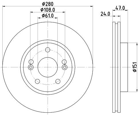MINTEX MDC1533: Piduriketas Ø: 280mm, välisõhutus, Ø: 280mm, ilma rattakeskmeta, ilma rattalaagrita, ilma rattakinnituspoltideta