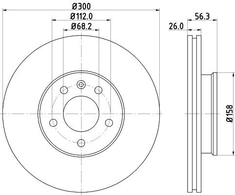 MINTEX MDC1542: Disc de frână Ř: 300mm, ventilat interior, Ř: 300mm, fara butuc roata, fara rulment roata, fara suruburi de fixare roata