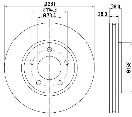 MINTEX MDC1555: Piduriketas Ø: 281mm, sisemine õhutus, Ø: 281mm, ilma rattakeskmeta, ilma rattalaagrita, ilma rattakinnituspoltideta