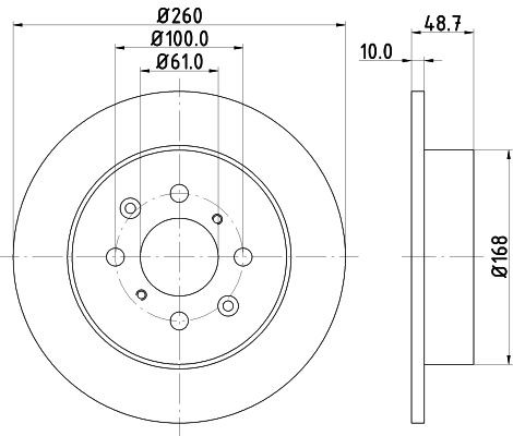 MINTEX MDC1601: Piduriketas Ø: 260mm, täis, Ø: 260mm, ilma rattakeskmeta, ilma rattalaagrita, ilma rattakinnituspoltideta