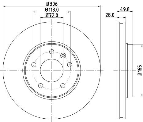MINTEX MDC1608: Piduriketas Ø: 306mm, välisõhutus, Ø: 306mm, ilma rattakeskmeta, ilma rattalaagrita, ilma rattakinnituspoltideta