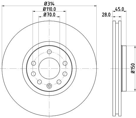 MINTEX MDC1674: Piduriketas Ø: 314mm, välisõhutus, Ø: 314mm, ilma rattakeskmeta, ilma rattalaagrita, ilma rattakinnituspoltideta