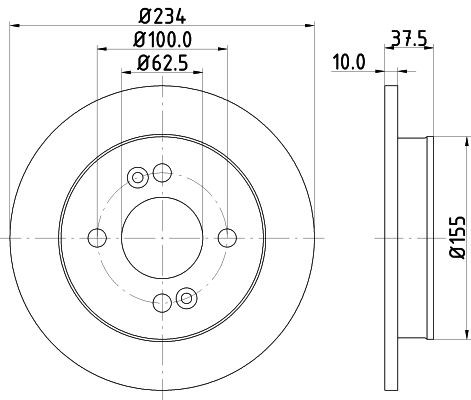 MINTEX MDC1726: Disc de frână Ř: 234mm, plin, Ř: 234mm, fara butuc roata, fara rulment roata, fara suruburi de fixare roata