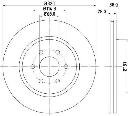 MINTEX MDC1834: Piduriketas Ø: 320mm, sisemine õhutus, Ø: 320mm, ilma rattakeskmeta, ilma rattalaagrita, ilma rattakinnituspoltideta
