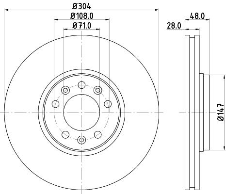 MINTEX MDC1848: Piduriketas Ø: 304mm, sisemine õhutus, Ø: 304mm, ilma rattakeskmeta, ilma rattalaagrita, ilma rattakinnituspoltideta