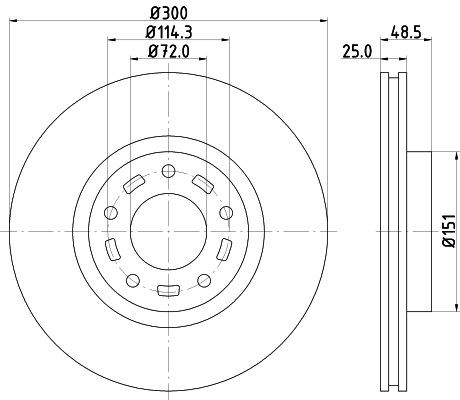 MINTEX MDC1988: Bremžu diski Ø: 300mm, ar iekšējo ventilāciju, Ø: 300mm, bez riteņa rumbas, bez riteņa rumbas gultņa, bez riteņu stiprināšanas skrūvēm