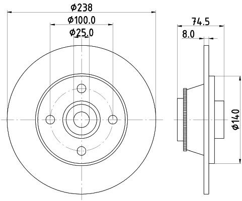 MINTEX MDC1998: Piduriketas Ø: 238mm, täis, Ø: 238mm, teljemutriga, koos ABS-andurirõngaga, koos rattalaagriga, ilma rattakinnituspoltideta, koos rattakeskmega