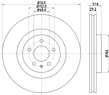 MINTEX MDC2002: Piduriketas Ø: 345mm, sisemine õhutus, Ø: 345mm, ilma rattakeskmeta, ilma rattalaagrita, ilma rattakinnituspoltideta