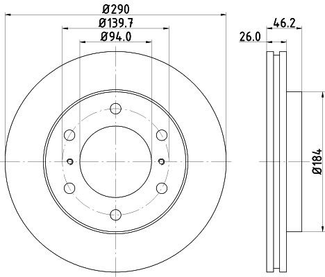 MINTEX MDC2040: Piduriketas Ø: 290mm, sisemine õhutus, Ø: 290mm, ilma rattakeskmeta, ilma rattalaagrita, ilma rattakinnituspoltideta