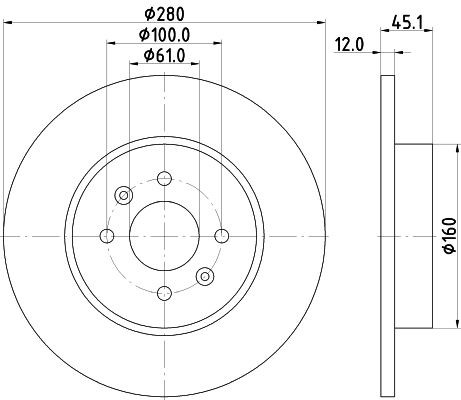 MINTEX MDC2094: Stabdžių diskas Ø: 280mm, visiškai, Ø: 280mm, be rato stebulės, be rato guolio, be rato tvirtinimo smeigių