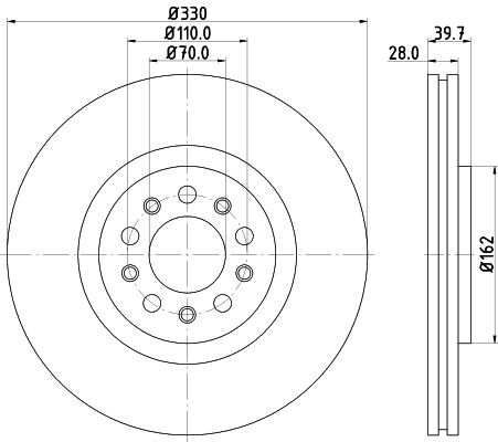 MINTEX MDC2158: Disque de frein Ø: 330mm, ventilé de l'intérieur, Ø: 330mm, sans moyeu de roue, sans roulement de roue, sans boulon de fix° de roue