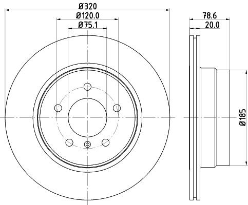 MINTEX MDC2186: Disc de frână Ř: 320mm, ventilat interior, Ř: 320mm, fara butuc roata, fara rulment roata, fara suruburi de fixare roata