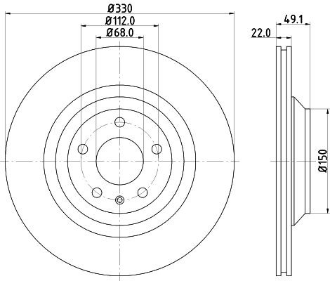 MINTEX MDC2249: Piduriketas Ø: 330mm, välisõhutus, Ø: 330mm, ilma rattakeskmeta, ilma rattalaagrita, ilma rattakinnituspoltideta