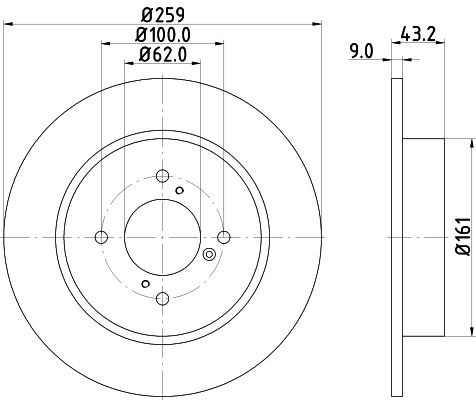 MINTEX MDC2267: Disc de frână Ř: 259mm, plin, Ř: 259mm, fara butuc roata, fara rulment roata, fara suruburi de fixare roata