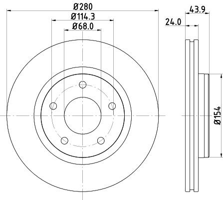 MINTEX MDC2280: Piduriketas Ø: 280mm, sisemine õhutus, Ø: 280mm, ilma rattakeskmeta, ilma rattalaagrita, ilma rattakinnituspoltideta