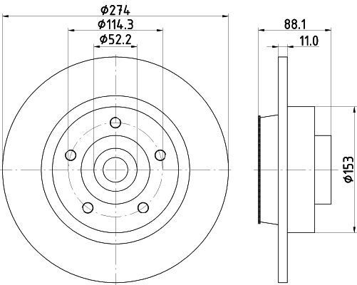 MINTEX MDC2284: Piduriketas Ø: 274mm, täis, Ø: 274mm, teljemutriga, koos integreeritud magnetilise anduriga, koos rattalaagriga, ilma rattakinnituspoltideta, koos rattakeskmega