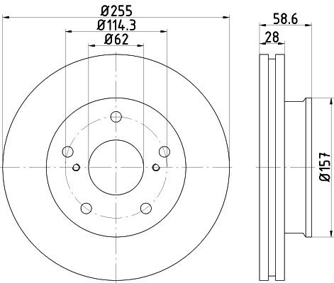 MINTEX MDC2303: Piduriketas Ø: 255mm, sisemine õhutus, Ø: 255mm, ilma rattakeskmeta, ilma rattakinnituspoltideta